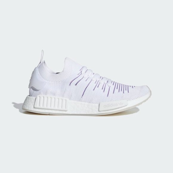 Adidas Originals Womens White Purple NMD_R1 STLT Primeknit Shoes Size 5.5 BD8017 - Picture 2 of 5